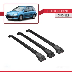 Peugeot 206 Estate 2002-2008 Arası ile uyumlu ACE-1 Ara Atkı Tavan Barı SİYAH 3 ADET BAR thumb 3