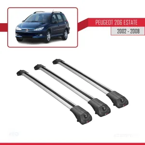 Peugeot 206 Estate 2002-2008 Arası ile uyumlu ACE-1 Ara Atkı Tavan Barı GRİ 3 ADET BAR thumb 3