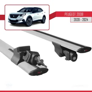 Peugeot 2008 2020 ve Sonrası ile uyumlu HOOK Model Anahtar Kilitli Ara Atkı Tavan Barı GRİ thumb 5
