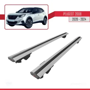 Peugeot 2008 2020 ve Sonrası ile uyumlu HOOK Model Anahtar Kilitli Ara Atkı Tavan Barı GRİ thumb 4