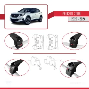 Peugeot 2008 2020 ve Sonrası ile uyumlu ACE-2 Ara Atkı Tavan Barı SİYAH - Görsel 5