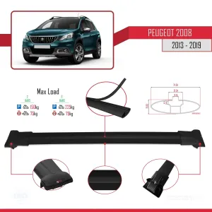 Peugeot 2008 2013-2019 Arası ile uyumlu FLY Model Ara Atkı Tavan Barı SİYAH - Görsel 4