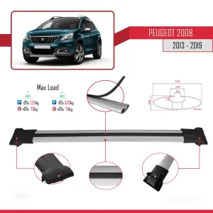 Peugeot 2008 2013-2019 Arası ile Uyumlu FLY Model Ara Atkı Tavan Barı GRİ 3 ADET BAR thumb 4