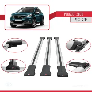 Peugeot 2008 2013-2019 Arası ile Uyumlu FLY Model Ara Atkı Tavan Barı GRİ 3 ADET BAR thumb 5