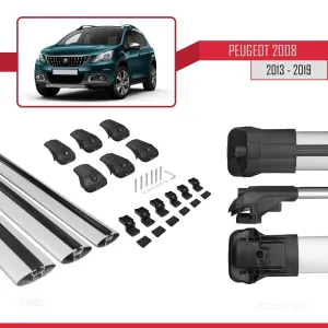 Peugeot 2008 2013-2019 Arası ile uyumlu ACE-1 Ara Atkı Tavan Barı GRİ 3 ADET BAR thumb 5