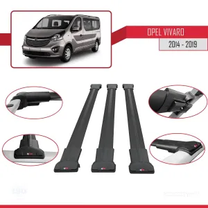 Opel Vivaro 2014-2019 Arası ile uyumlu FLY Model Ara Atkı Tavan Barı SİYAH 3 ADET BAR - Görsel 5