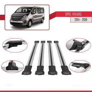 Opel Vivaro 2014-2019 Arası ile uyumlu FLY Model Ara Atkı Tavan Barı GRİ 4 ADET BAR - Görsel 5