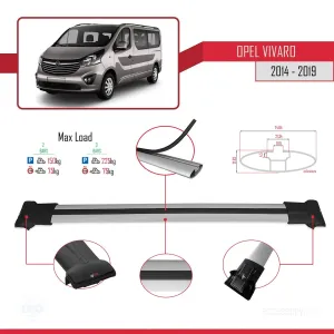 Opel Vivaro 2014-2019 Arası ile uyumlu FLY Model Ara Atkı Tavan Barı GRİ thumb 4