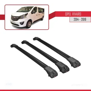 Opel Vivaro 2014-2019 Arası ile uyumlu ACE-1 Ara Atkı Tavan Barı SİYAH 3 ADET BAR - Görsel 3