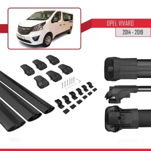 Opel Vivaro 2014-2019 Arası ile uyumlu ACE-1 Ara Atkı Tavan Barı SİYAH 3 ADET BAR - Görsel 5