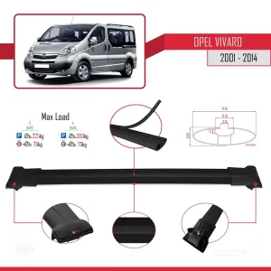 Opel Vivaro 2001-2014 Arası ile uyumlu FLY Model Ara Atkı Tavan Barı SİYAH 3 ADET BAR - Görsel 4