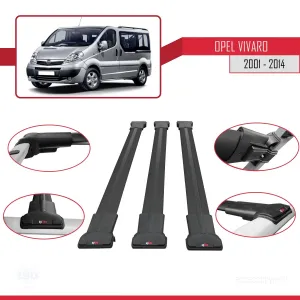 Opel Vivaro 2001-2014 Arası ile uyumlu FLY Model Ara Atkı Tavan Barı SİYAH 3 ADET BAR - Görsel 5