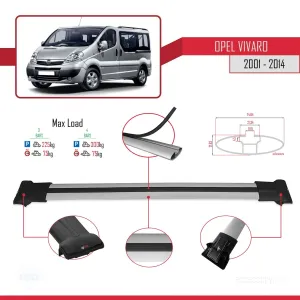 Opel Vivaro 2001-2014 Arası ile uyumlu FLY Model Ara Atkı Tavan Barı GRİ 4 ADET BAR thumb 4