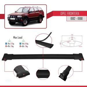 Opel Frontera 1992-1998 Arası ile Uyumlu FLY Model Ara Atkı Tavan Barı SİYAH 3 ADET BAR - Görsel 4