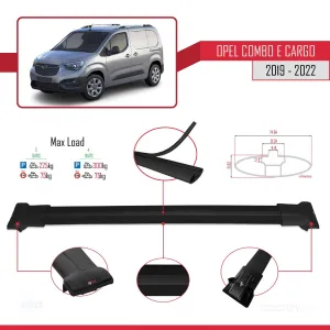 Opel Combo (E) PANELVAN 2019-2022 Arası ile uyumlu FLY Model Ara Atkı Tavan Barı SİYAH 3 ADET BAR - Görsel 3
