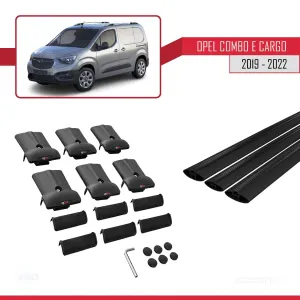 Opel Combo (E) PANELVAN 2019-2022 Arası ile uyumlu FLY Model Ara Atkı Tavan Barı SİYAH 3 ADET BAR - Görsel 5