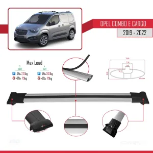 Opel Combo (E) PANELVAN 2019-2022 Arası ile uyumlu FLY Model Ara Atkı Tavan Barı GRİ 4 ADET BAR - Görsel 3