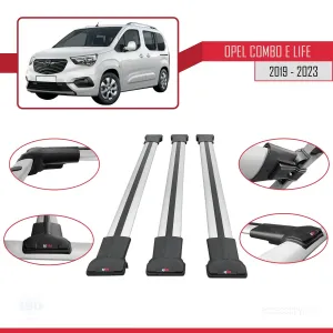 Opel Combo (E) Life PASSENGERVAN 2019-2023 Arası ile uyumlu FLY Model Ara Atkı Tavan Barı GRİ 3 ADET BAR - Görsel 5