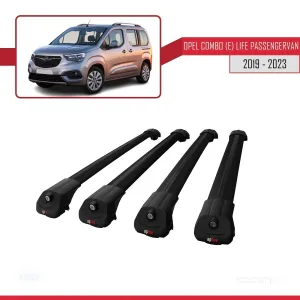 Opel Combo (E) Life PASSENGERVAN 2019-2023 Arası ile uyumlu ACE-1 Ara Atkı Tavan Barı SİYAH 4 ADET BAR - Görsel 4