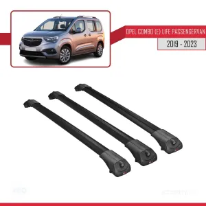 Opel Combo (E) Life PASSENGERVAN 2019-2023 Arası ile uyumlu ACE-1 Ara Atkı Tavan Barı SİYAH 3 ADET BAR - Görsel 3