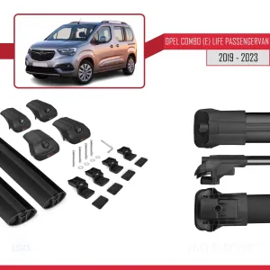 Opel Combo (E) Life PASSENGERVAN 2019-2023 Arası ile uyumlu ACE-1 Ara Atkı Tavan Barı SİYAH - Görsel 5