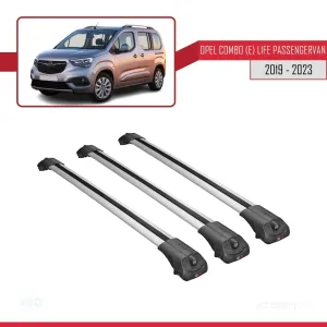 Opel Combo (E) Life PASSENGERVAN 2019-2023 Arası ile uyumlu ACE-1 Ara Atkı Tavan Barı GRİ 3 ADET BAR - Görsel 3