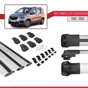 Opel Combo (E) Life PASSENGERVAN 2019-2023 Arası ile uyumlu ACE-1 Ara Atkı Tavan Barı GRİ 3 ADET BAR - Görsel 5