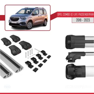 Opel Combo (E) Life PASSENGERVAN 2019-2023 Arası ile uyumlu ACE-1 Ara Atkı Tavan Barı GRİ - Görsel 5