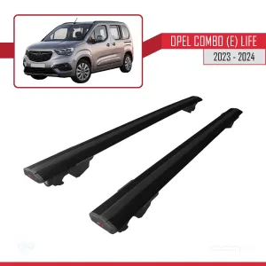 Opel Combo (E) Life 2023 ve Sonrası ile uyumlu HOOK Model Anahtar Kilitli Ara Atkı Tavan Barı SİYAH - Görsel 4