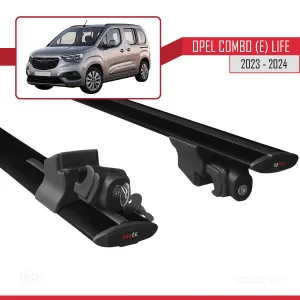 Opel Combo (E) Life 2023 ve Sonrası ile uyumlu HOOK Model Anahtar Kilitli Ara Atkı Tavan Barı SİYAH - Görsel 5