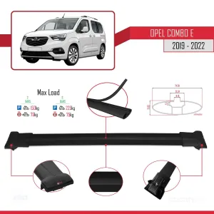 Opel Combo (E) 2019-2022 Arası ile Uyumlu FLY Model Ara Atkı Tavan Barı SİYAH - Görsel 4