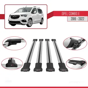 Opel Combo (E) 2019-2022 Arası ile uyumlu FLY Model Ara Atkı Tavan Barı GRİ 4 ADET BAR thumb 4