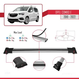 Opel Combo (E) 2019-2022 Arası ile uyumlu FLY Model Ara Atkı Tavan Barı GRİ 3 ADET BAR thumb 3