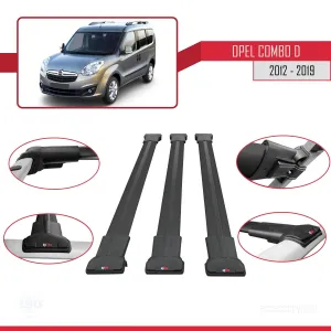 Opel Combo (D) 2012-2018 Arası ile uyumlu FLY Model Ara Atkı Tavan Barı SİYAH 3 ADET BAR thumb 5