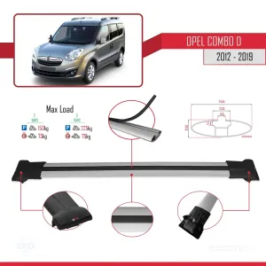 Opel Combo (D) 2012-2018 Arası ile uyumlu FLY Model Ara Atkı Tavan Barı GRİ - Görsel 4