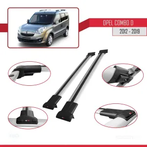 Opel Combo (D) 2012-2018 Arası ile uyumlu FLY Model Ara Atkı Tavan Barı GRİ - Görsel 5