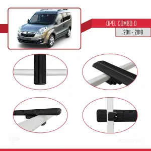 Opel Combo (D) 2012-2018 Arası ile uyumlu Basic Model Ara Atkı Tavan Barı SİYAH 3 ADET - Görsel 4