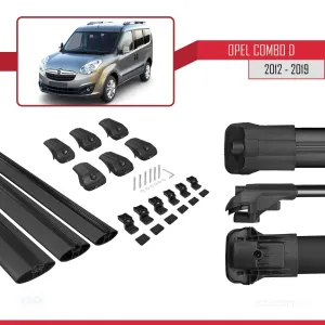 Opel Combo (D) 2012-2018 Arası ile uyumlu ACE-1 Ara Atkı Tavan Barı SİYAH 3 ADET BAR - Görsel 5