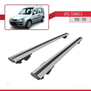 Opel Combo (C) 2001-2011 Arası ile uyumlu HOOK Model Anahtar Kilitli Ara Atkı Tavan Barı GRİ - Görsel 4