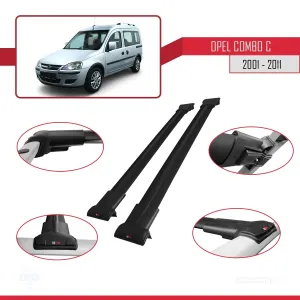 Opel Combo (C) 2001-2011 Arası ile uyumlu FLY Model Ara Atkı Tavan Barı SİYAH - Görsel 5