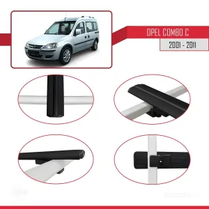 Opel Combo (C) 2001-2011 Arası ile uyumlu Basic Model Ara Atkı Tavan Barı SİYAH 3 ADET thumb 4