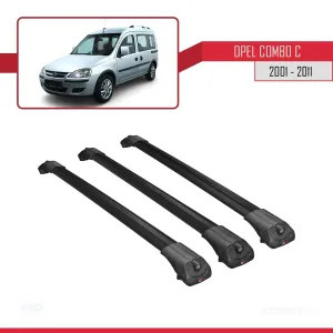 Opel Combo (C) 2001-2011 Arası ile uyumlu ACE-1 Ara Atkı Tavan Barı SİYAH 3 ADET BAR - Görsel 3