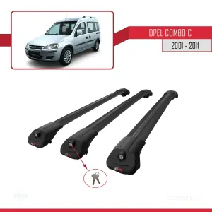 Opel Combo (C) 2001-2011 Arası ile uyumlu ACE-1 Ara Atkı Tavan Barı SİYAH 3 ADET BAR - Görsel 4