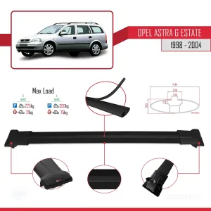 Opel Astra (G) SW 1998-2004 Arası ile Uyumlu FLY Model Ara Atkı Tavan Barı SİYAH 3 ADET BAR thumb 4