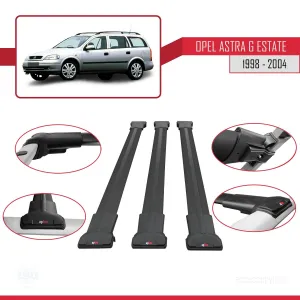 Opel Astra (G) SW 1998-2004 Arası ile Uyumlu FLY Model Ara Atkı Tavan Barı SİYAH 3 ADET BAR thumb 5