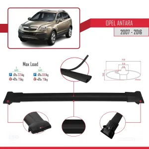 Opel Antara 2007-2016 Arası ile Uyumlu FLY Model Ara Atkı Tavan Barı SİYAH 3 ADET BAR - Görsel 4
