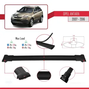 Opel Antara 2007-2016 Arası ile uyumlu FLY Model Ara Atkı Tavan Barı SİYAH - Görsel 4