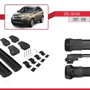 Opel Antara 2007-2016 Arası ile uyumlu ACE-1 Ara Atkı Tavan Barı SİYAH thumb 5