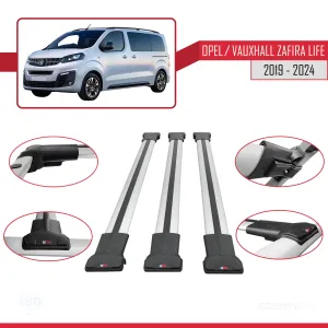 Opel / Vauxhall Zafira Life 2019 ve Sonrası ile uyumlu FLY Model Ara Atkı Tavan Barı GRİ  3 ADET thumb 5