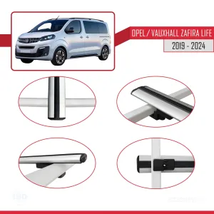 Opel / Vauxhall Zafira Life 2019 ve Sonrası ile uyumlu Basic Model Ara Atkı Tavan Barı GRİ 3 ADET thumb 4
